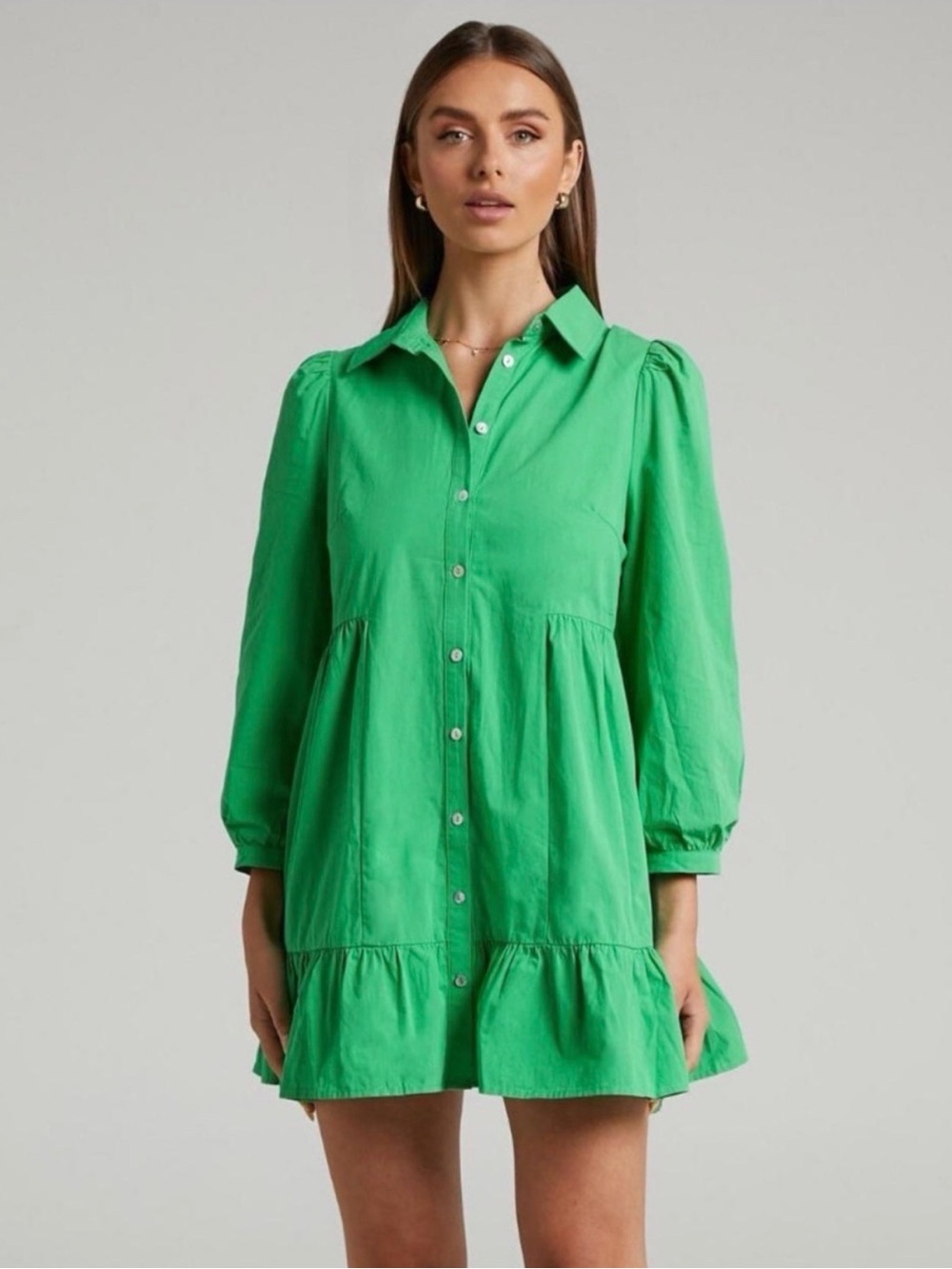 Showpo Green Collared Button Dress
